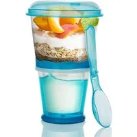 Goods+Gadgets Aufbewahrungsbecher GOODS+GADGETS Müsli To-Go Becher 2in1 mit Kühlfach & Klapp-Löffel, (Milchkühlfach & Klapp-Löffel), Joghurt 2-Go Reise-Becher