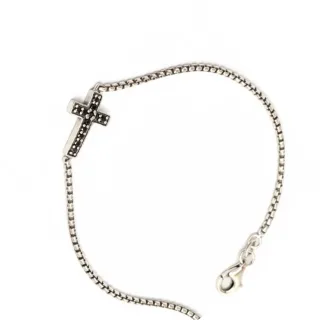 Damen Venezianisches Kreuzarmband „Schwarze Seele“ aus 925 Sterling Silber BIPU002