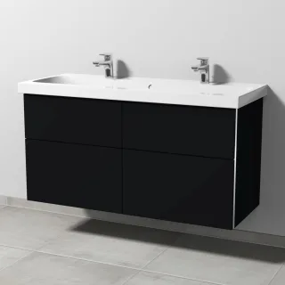 Sanipa 3way Waschtischunterbau zu Geberit iCon Light Waschtisch mit 4 Auszügen, Schwarz-Matt BS57608