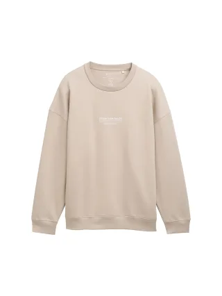 Denim Tom Tailor - Relaxed Sweatshirt mit Logo-Print light dove grey - Gr. - S