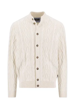 FYNCH-HATTON - Cardigan Buttoned, Coastal Cable new offwhite - Gr. - L