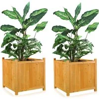 Mucola Blumentopf Blumenkübel 50x50cm Grau Pflanzkasten Blumentrog Blumentopf Übertopf (Stück, 2 St., Premium-Kübel), Innenbereich mit schwarzer Schutzfolie