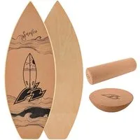 F2 Balanceboard F2 Kork Balance Board Surf 84x31cm mit Korkrolle + Kork Halbkugel