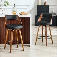 ANYSUN Barhocker 2er Set Barstühle mit Rückenlehne,360° Drehbare Hocker mit Fußstütze (Holzgestell, 66.5 cm Sitzhöhe, Tresenhocker), Barhocker ideal für Bars, Küchen, Cafés oder Esstisch.Kücheninseln