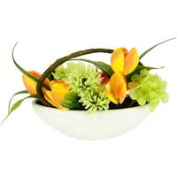 Gestecke Tulpe, Calla, Hortensie, Gerbera, OTTO home, Höhe 16 cm, In Schale, Kunstblume, Seidenblume