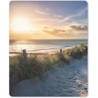 MuchoWow Mauspad Sonnenuntergang - Strand - Düne - Gras - Bank (1-St), Gaming, Mousepad Klein, Büro Zubehör, Mausunterlage, 19x23 cm