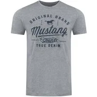 MUSTANG T-Shirt Herren Printshirt Basic Print Regular Tee (1-tlg) Kurzarm Tee Shirt mit Rundhalsausschnitt aus 100% Baumwolle