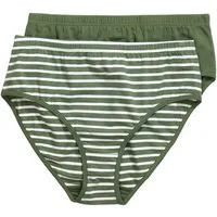 Ulla Popken Slip Midislips 2er-Pack Biobaumwolle Ringel/einfarbig