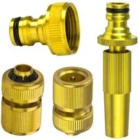Stabilo Sanitär Schlauchadapter Gartenschlauch System Anschluss-Set 3/4 Zoll Messing Sprühdüse