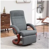 HOMCOM Relaxsessel Fernsehsessel mit Liegefunktion, Armlehne aus Holz (Liegesessel, 1-St., TV-Sessel), für Wohnzimmer, Schlafzimmer, Grau