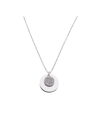 Dkeniz Halskette 925 Sterling Silber rhodiniert Glänzend 42+3cm Zirkonia Weiß