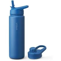 Vinsun Isolierflasche Edelstahl Trinkflasche 750ml Strohhalm - 2 Deckel Thermoflasche, BPA frei, doppelwandig, auslaufsicher, bruchsicher, geruchsneutral
