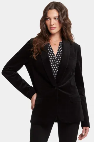 Smokingjacke Velours schwarz | Schwarz