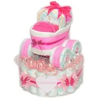 Geschenketorten-Gebhardt Windeln Windeltorte mit Windelkinderwagen, Windelgeschenk für Mädchen