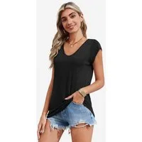 Imily Bela T-Shirt Damen Lässige Basic Tops mit lockerer Passform (Packung, 1-tlg., 1per-Pack) einfarbig