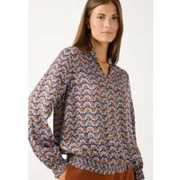 MORE&MORE Langarmbluse verspielte, lockere Herzchenprint-Satinbluse