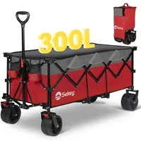 Sekey Bollerwagen Faltbar Handwagen Klappbar Transportwagen XXXL Superlang, 300L, 200KG, Alle-Terrain Reifen, Ultrakompakt Faltbar & mit Bremsen