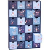 BRUBAKER befüllbarer Adventskalender DIY Weihnachtskalender mit 24 Türchen zum Befüllen Wichtel Zwerge Blau (Wiederverwendbar, 1-tlg), Kalender für Gutscheine Süßigkeiten 32,5 cm Pappe