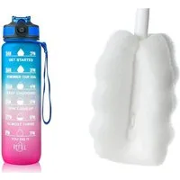 Botells Trinkflasche Sport Trinkflasche, Motivation, Wasserflasche + Strohhalm & Shakerball, Trinke während deiner Aktivität, leicht, auslaufsicher, motivierend