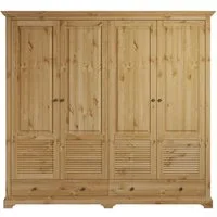OTTO home Kleiderschrank Rauna, aus massiver Kiefer, 4-türig, mit Lamellen und Kassetten (B/H/T ca. 203/183/61) FSC® zertifiziertes Massivholz (Kiefer), robuste Qualität