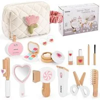 Esun Spielzeug-Frisierkoffer 16-Teiliges Schminkkoffer Mädchen Holzschminke Spielzeug Kinderschmink, (SET, Komplettset), Schminkset aus Holz für Kinder-Rollenspiele