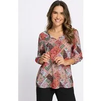 Sieh an! Klassische Bluse Druck-Tunika 3/4-Arm