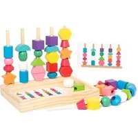 Zaewry Lernspielzeug Montessori Spielzeug ab 3 4 5 Jahre Motorikspielzeug Fädelspiel, Holz-Bausteine Sortierspiel: Feinmotorik Lernspiel für Kinder