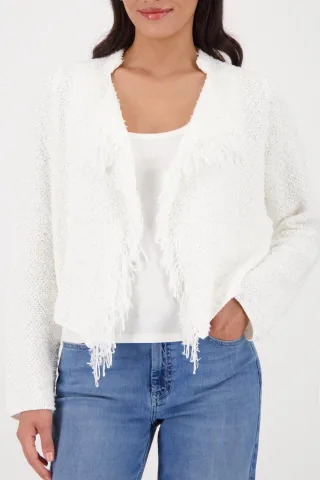 monari - Strickjacke mit Webstruktur off-white - Gr. - 36