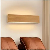 ZMH LED Wandleuchte innen Wandlampe Holz Modern Flurlampe Up und Down Design, 300° Drehbar, LED fest integriert, Warmweiß, Wandlampe Holz Modern