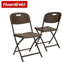 Floordirekt Gartenstuhl Klappstuhl Niigata klappbar im 2er Set braun Rattan-Optik wetterfest, Platzsparend zusammenklappbar & leicht zu transportieren