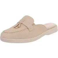 Ital-Design Damen Mule Schlupfschuh mit Metallic-Detail Pantolette (91742506) Blockabsatz Pantoletten in Hellbraun