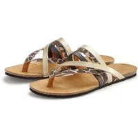 LASCANA Sommerschuh, offener Schuh, Pantolette, Sandale, Zehentrenner aus Leder mit Korkfußbett