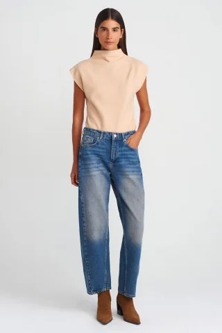 Hochgeschnittene Weite-Leg Ballonjeans