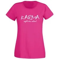 G-graphics T-Shirt Karma regelt das schon! Slim-fit- Damen T-Shirt mit Statement / Spruch als Frontprint