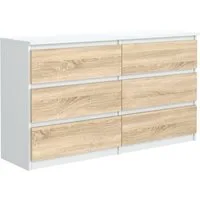 MAGOWA Schubkastenkommode Kommode 120cm - moderne Kommode mit 6 Schubladen für viel Stauraum (Breite 120cm Tiefe 39 cm Höhe 78,5 cm), Unterseite mit Gleitern für optimale Belüftung ausgestattet