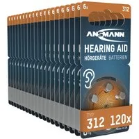 ANSMANN AG Hörgerätebatterien Typ 312 P312 ZL3 PR41, 120 Stück Knopfzelle