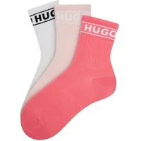 HUGO Freizeitsocken 3P QSRIB SPORTY CC W (Packung, 3-Paar, 3er) mit kontrastfarbenem Logodetail