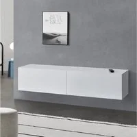 en.casa Hängeschrank »Evaton« mit 2 Klappen 140 x 33 x 30 cm Weiß, matt