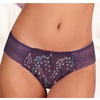 LASCANA Panty Mirabel mit glänzender Blumenstickerei, transparente Unterwäsche
