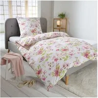 TRAUMSCHLAF Bettwäsche Fleur, Seersucker, 3 teilig, ideale Sommerbettwäsche in herrlicher Seersucker Qualität