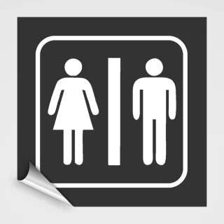 WC Hinweisschild 1,Damen Herren WC Schild-Aufkleber Zweifarbig - Anthrazitgrau, Weiß