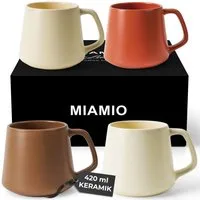 MiaMio Tasse Luxe Kaffeebecher 420 ml Beige Pastel, 4-tlg., Keramik