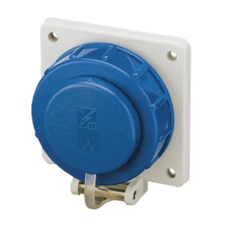 Mennekes Schuko Anbausteckdose , IP68, blau/grau, viereckiger Flansch