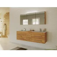 Magnolia Home Waschtisch Badmöbelset Roma XL 2-teilig mit Spiegelschrank eiche gold