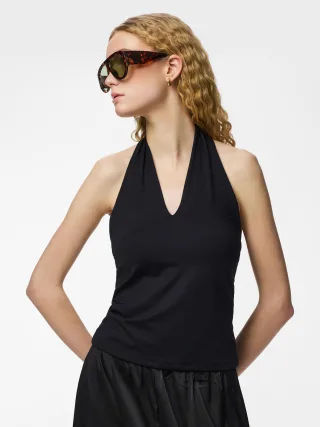 PIECES - PCLULA HALTERNECK TOP JRS Black - Gr. - L