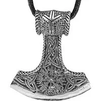 Kiss of Leather Kettenanhänger Thorshammer Thor Thorhammer Hammer Vegvisir 925 Sterling Silber