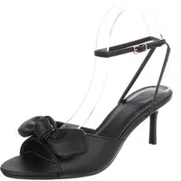 Ital-Design Damen Sandalette mit Schleifendetail und T-Steg Sandalette (91849072) Pfennig-/Stilettoabsatz Sandalen & Sandaletten in Schwarz