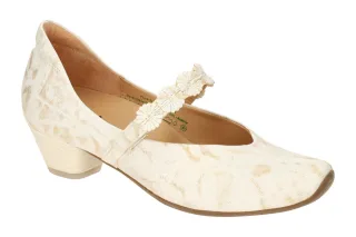 Think Aida_1165 Damenschuhe Riemchen Pumps ivory gold Echtleder TPU Sohle bequem