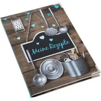 Logbuch-Verlag Dekofigur Kleines Kochbuch zum Selberschreiben Meine Rezepte braun türkis DIN A5