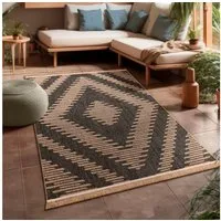 Paco Home Teppich Cologne 494, rechteckig, Höhe: 11 mm, Flachgewebe, meliert, Rauten Motiv, mit Fransen, Outdoor geeignet